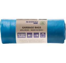 DONAU ECO sac poubelle, LDPE, 30 microns, 60 litres, bleu, rouleau de 10 pièces