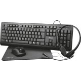 Trust Primo 4-in-1 Home Office Set avec micro-casque, clavier (azerty), souris et tapis-souris