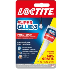 Loctite colle instantanée Super Glue Precision, 5 g + 50 % gratuit, sous blister