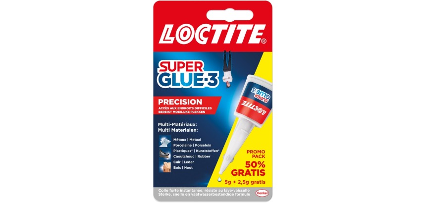 Loctite Secondelijm Super Glue Precision, 5 g + 50 % gratis, op blister