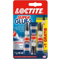 Loctite colle instantanée Super Glue Universal, 2 + 1 gratuit, sous blister