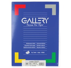 Gallery witte etiketten ft 48,3 x 16,9 mm (b x h), ronde hoeken, doos van 6.400 etiketten