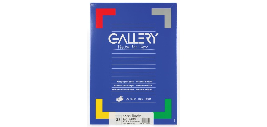 Gallery witte etiketten ft 48,9 x 29,6 mm (b x h), rechte hoeken, doos van 3.600 etiketten