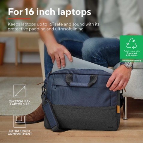 Trust sac informatique Lisboa pour ordinateurs portablesd e 16 pouces, bleu