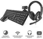 Trust Qoby 4-in-1 Home Office Set avec webcam, micro-casque, clavier (azerty) et souris