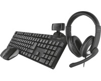 Trust Qoby 4-in-1 Home Office Set with webcam, headset, keyboard (AZERTY), and mouse