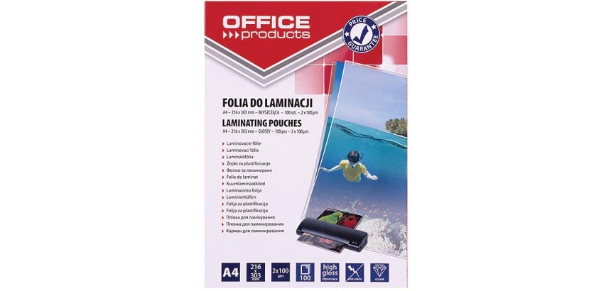 OFFICE products lamineerhoes A4, 200 micron (2 x 100 micron), pak van 100 stuks