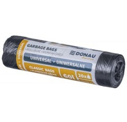 DONAU HOME trash bag, 7 microns, 70 x 59 cm, 60 liters, black, pack of 20 pieces