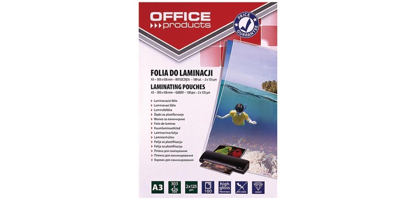 OFFICE products lamineerhoes A3, 250 micron (2 x 125 micron), pak van 100 stuks