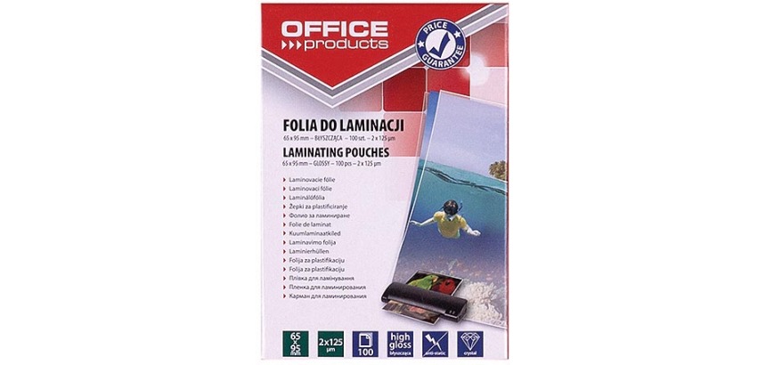 OFFICE products lamineerhoes 65 x 95 mm, 250 micron (2 x 125 micron), pak van 100 stuks