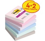 Bloc-mémos 3M Post-it 654 Super Sticky 76x76mm Soul 4+2 gratuits