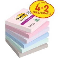 Bloc-mémos 3M Post-it 654 Super Sticky 76x76mm Soul 4+2 gratuits