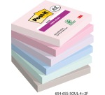 Bloc-mémos 3M Post-it 654 Super Sticky 76x76mm Soul 4+2 gratuits