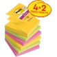 Post-it Super Sticky Z-notes Carnival, 90 feuilles, ft 76 x 76 mm, 4 + 2 GRATUIT