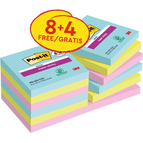 Post-it Super Sticky notes Cosmic, 90 vel, ft 76 x 76 mm, 8 + 4 GRATIS