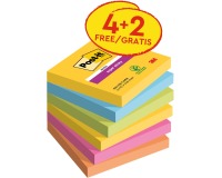 Post-it Super Sticky Notes 654 76x76mm Karneval 4+2 gratis