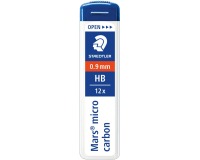 Staedtler Mars micro potloodstiften, 0,9 mm, HB, etui van 12 stuks