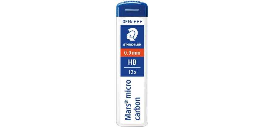 Staedtler Mars micro potloodstiften, 0,9 mm, HB, etui van 12 stuks