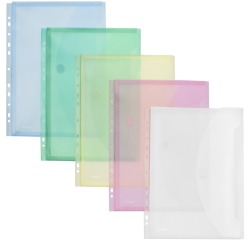 Foldersys pochette perforée A4, couleurs assorties, paquet de 10 pièces