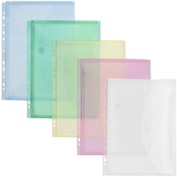 Foldersys pochette perforée A4, couleurs assorties, paquet de 10 pièces