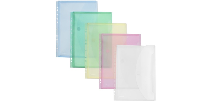 Foldersys geperforeerde showtas A4, geassorteerde kleuren, pak van 10 stuks
