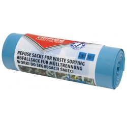 OFFICE products sac poubelle, LDPE, 35 microns, 120 litres, bleu, rouleau de 10 pièces