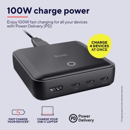 Trust Maxo chargeur de bureau, 4 ports, 100 W