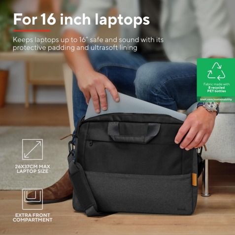 Trust sac informatique Lisboa pour ordinateurs portablesd e 16 pouces, noir