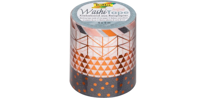 Folia copper washi tape, pack of 4 pieces