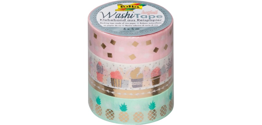 Folia washi tape goud, pak met 4 stuks
