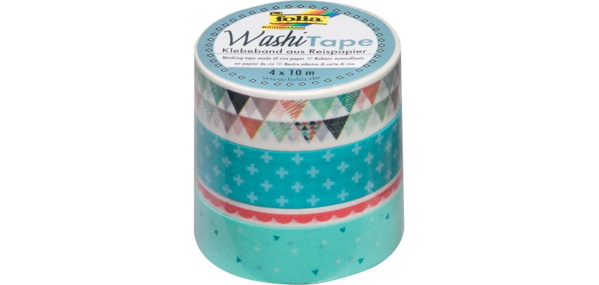 Folia ruban washi pastel, paquet de 4 pièces en couleurs assorties