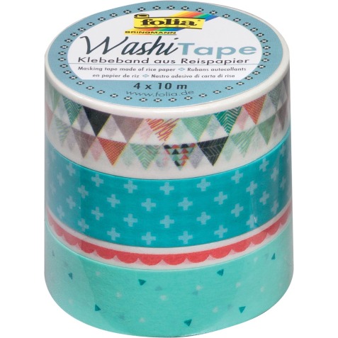 Folia ruban washi pastel, paquet de 4 pièces en couleurs assorties