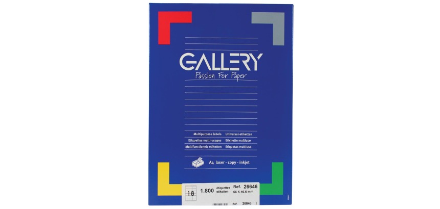 Gallery witte etiketten ft 66 x 46,6 mm (b x h), ronde hoeken, doos van 1.800 etiketten