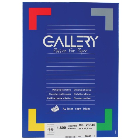 Gallery witte etiketten ft 66 x 46,6 mm (b x h), ronde hoeken, doos van 1.800 etiketten