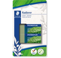 Staedtler gomme Eco, vert olive, blister de 2 pièces