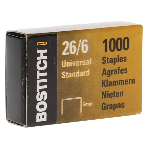 Bostitch agrafes 6 mm, galvanisées, boîte de 1000 agrafes