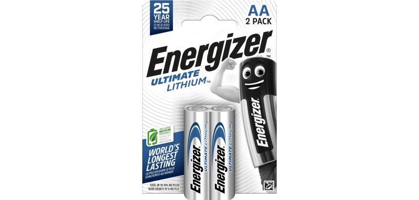 Energizer piles Lithium AA, blister de 2 pièces