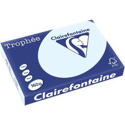 Clairefontaine Trophée Pastel, papier couleur, A3, 160 g, 250 feuilles, bleu azur