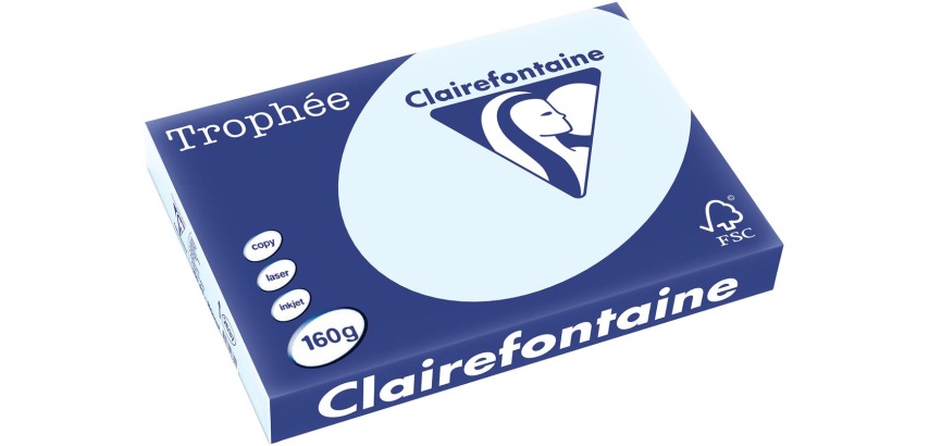 Clairefontaine Trophée Pastel, gekleurd papier, A3, 160 g, 250 vel, azuurblauw
