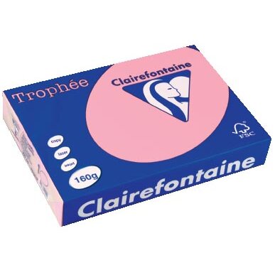 Clairefontaine Trophée Pastel, gekleurd papier, A4, 160 g, 250 vel, roze