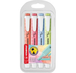 De_rotulador stabilo fluorescente fino swing cool pastel estuche de 4 unidades colores surtidos