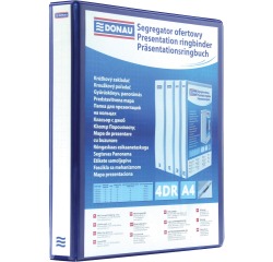 DONAU personaliseerbare ringmap, PP, ft A4, 4 D-ringen van 25 mm, blauw