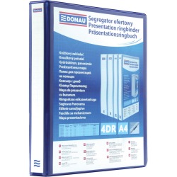 DONAU personaliseerbare ringmap, PP, ft A4, 4 D-ringen van 25 mm, blauw