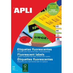 Apli fluorescerente etiketten 64 x 33,9 mm (b x h) geel