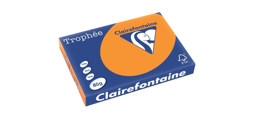 Clairefontaine Trophée Intens, colored paper, A3, 80 gsm, 500 sheets, neon orange