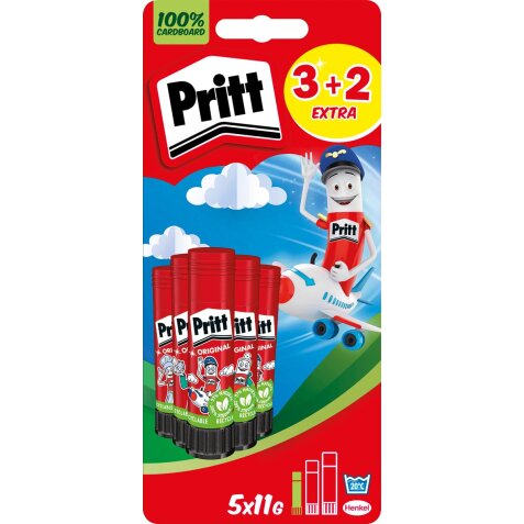 Pritt Original plakstift, 11 g, 3 + 2 gratis, op blister