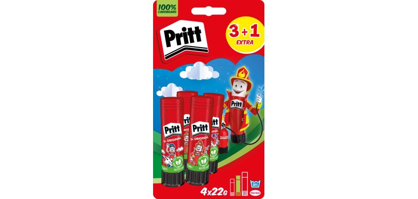 Pritt Original bâton de colle, 22 g, 3 + 1 gratuit, sous blister