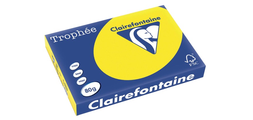 Clairefontaine Trophée Intens, Farbiges Papier, A3, 80 g, 500 Blatt, Neongelb