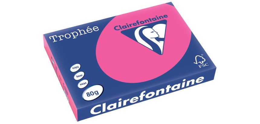 Clairefontaine Trophée Intens, Farbpapier, A3, 80 g, 500 Blatt, neonrosa