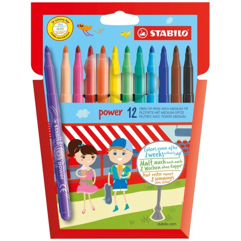 STABILO power feutre, étui de 12 pièces en couleurs assorties